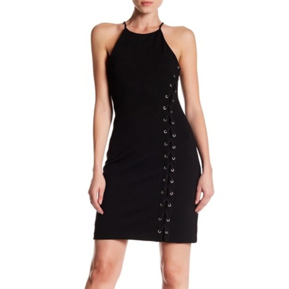 PARKER Black Halter Lace Up Midi Dress NWT | Small